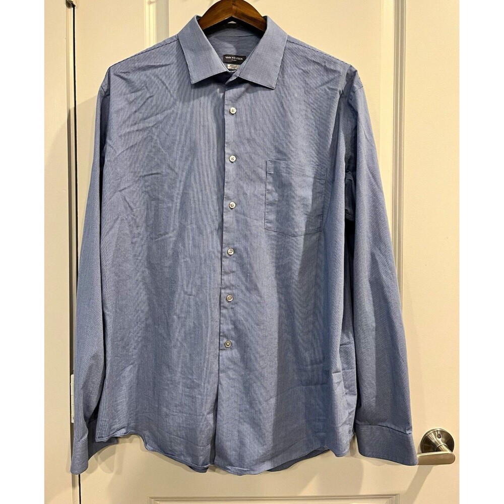 Van Heusen Flex Regular Fit Blue Striped Stretch Dress Shirt XL 0022